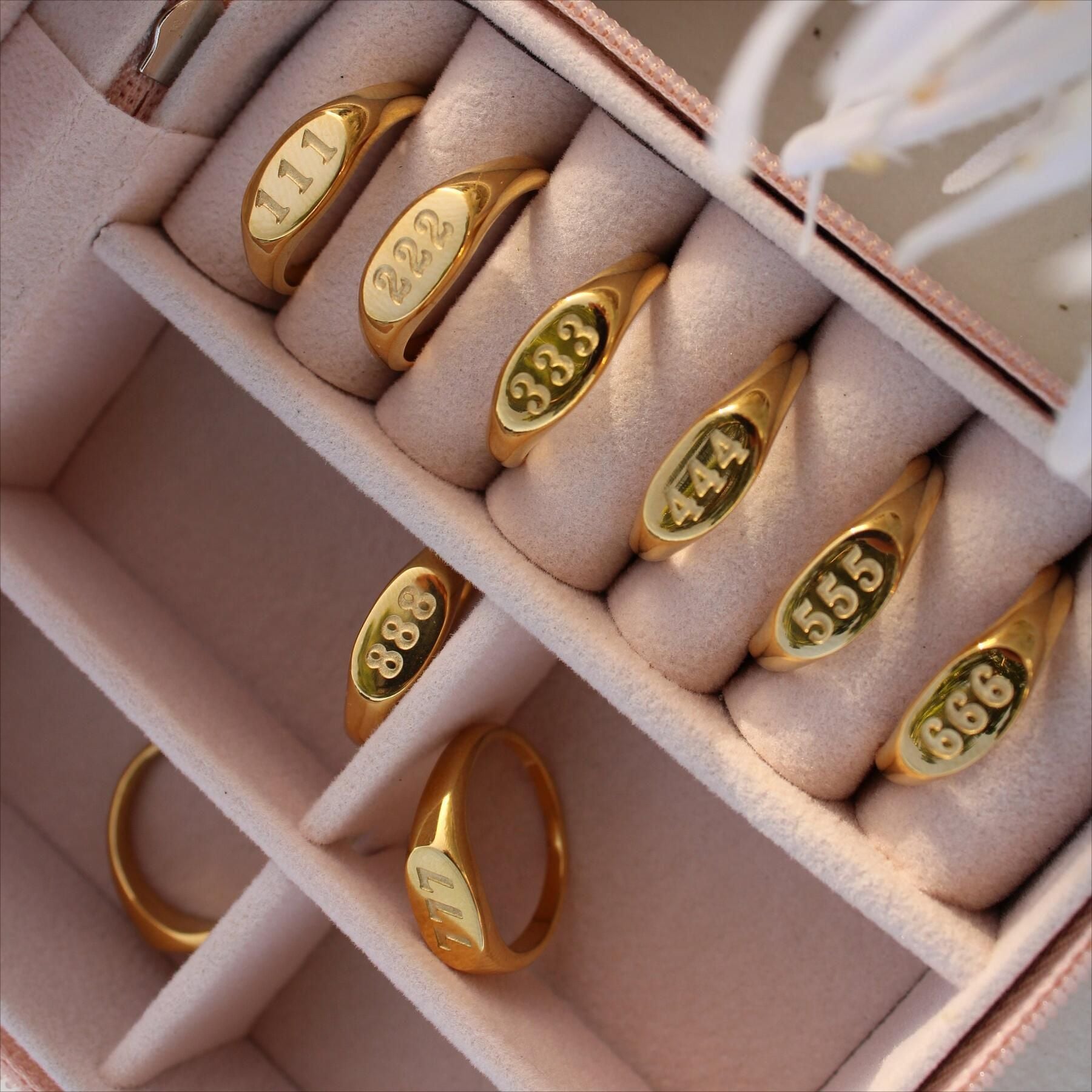 Wholesale Angel Numeral Titanium Steel Gold Plated Gold Plated Ring